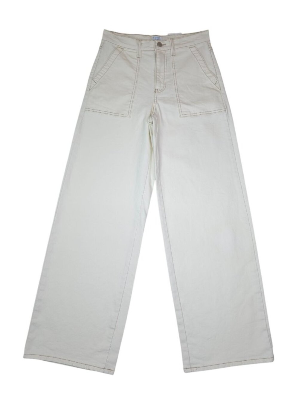 Time And Tru High-Waisted Wide-Leg Jeans Pants Size 2 White Cotton-Blend Womens